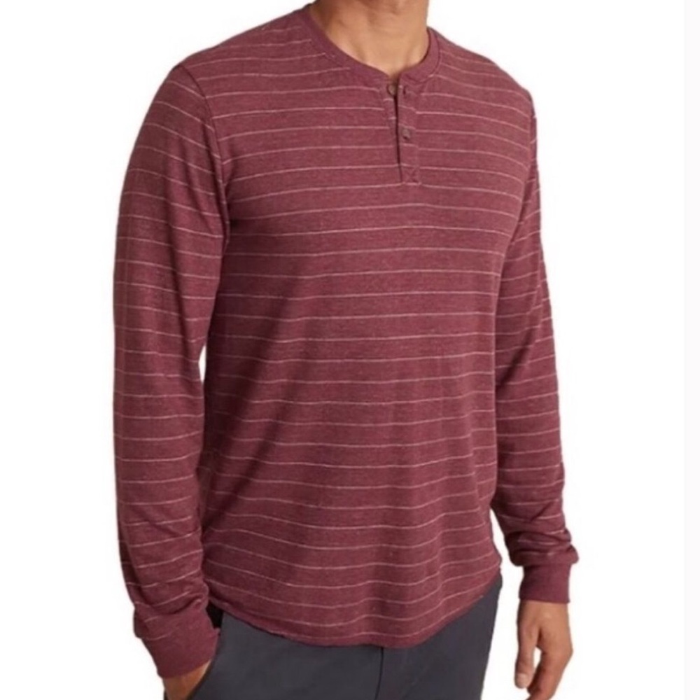 Marine Layer Deep Red/White Henley Size M